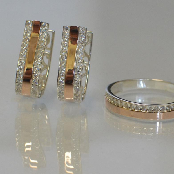 Комплект срібний з золотом