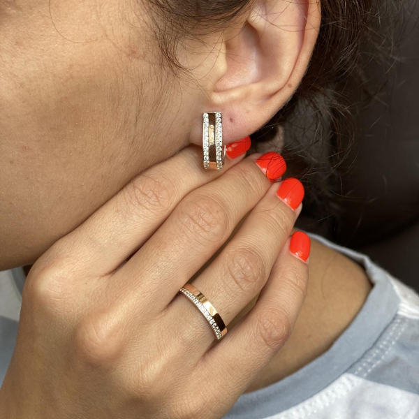 Сережки із срібла та золота