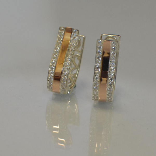 Сережки із срібла та золота