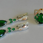 Серебряный набор с золотыми вставками и фианитами