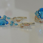 Серебряный набор с золотыми вставками и фианитами