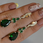 Сережки срібні з золотими пластинами і фіанітами