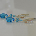 Сережки срібні з золотими пластинами і фіанітами