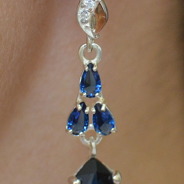 Сережки срібні з золотими пластинами і фіанітами