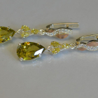 Сережки срібні з золотими пластинами і фіанітами