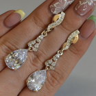 Сережки срібні з золотими пластинами і фіанітами