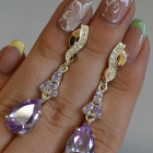 Сережки срібні з золотими пластинами і фіанітами