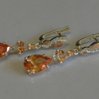 Сережки срібні з золотими пластинами і фіанітами