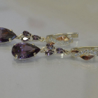 Сережки срібні з золотими пластинами і фіанітами