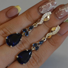 Сережки срібні з золотими пластинами і фіанітами