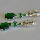 Сережки срібні з золотими пластинами і фіанітами