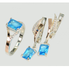 Серебряный комплект с золотыми пластинами и фианитами