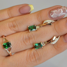 Серебряный комплект с золотыми пластинами и фианитами