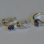 Серебряный комплект с золотыми пластинами и фианитами