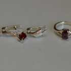 Серебряный комплект с золотыми пластинами и фианитами