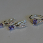 Серебряный комплект с золотыми пластинами и фианитами