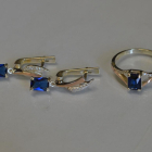 Серебряный комплект с золотыми пластинами и фианитами