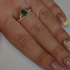 Срібна каблучка з золотими пластинами і фіанітами