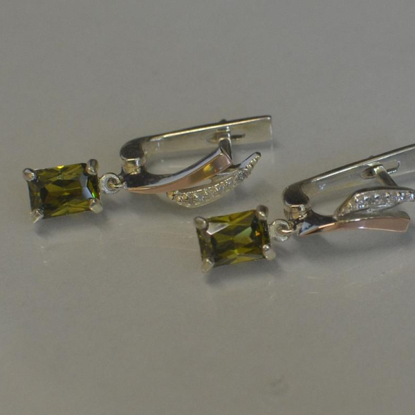 Сережки срібні з золотими накладками і фіанітами