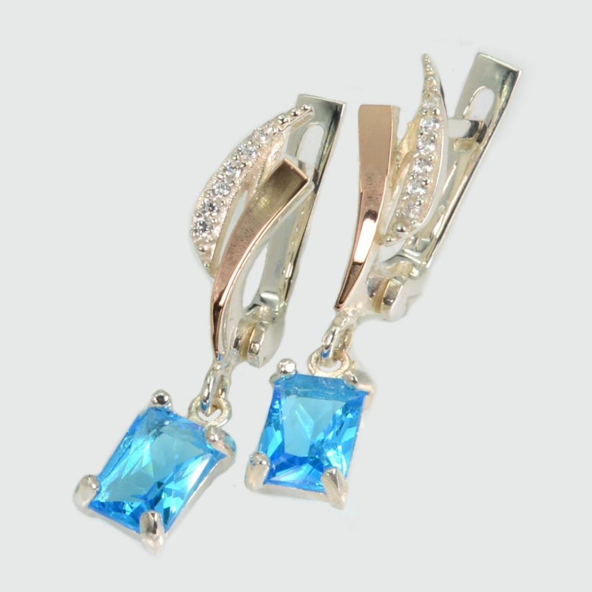 Сережки срібні з золотими накладками і фіанітами