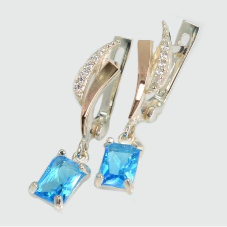 Сережки срібні з золотими накладками і фіанітами