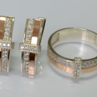 Срібний комплект з золотими вставками і фіанітами