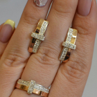 Срібний комплект з золотими вставками і фіанітами