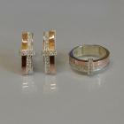 Срібний комплект з золотими вставками і фіанітами