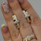 Срібний комплект з золотими вставками і фіанітами