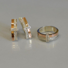 Срібний комплект з золотими вставками і фіанітами