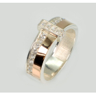 Каблучка срібна з золотими вставками і фіанітами