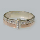 Каблучка срібна з золотими вставками і фіанітами