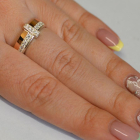 Каблучка срібна з золотими вставками і фіанітами