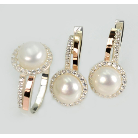 Серебряный комплект с жемчугом