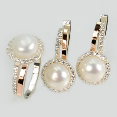 Срібний набір з жемчугом
