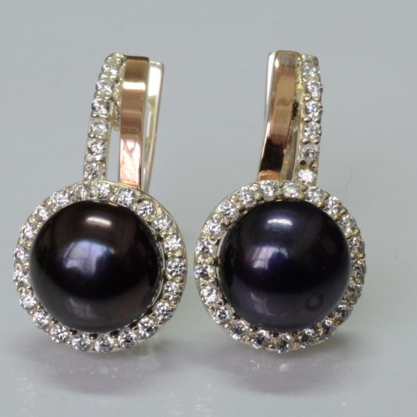 Срібні сережки з жемчугом