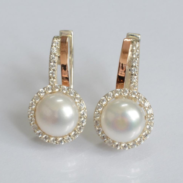 Срібні сережки з жемчугом