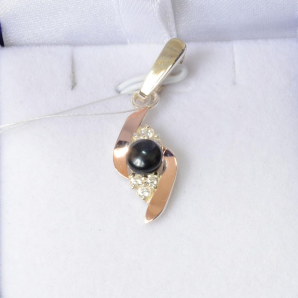 Серебряная подвеска с золотими вставками