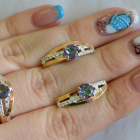 Серебряный набор с золотыми вставками