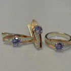 Серебряный набор с золотыми вставками