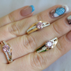 Серебряный набор с золотыми вставками