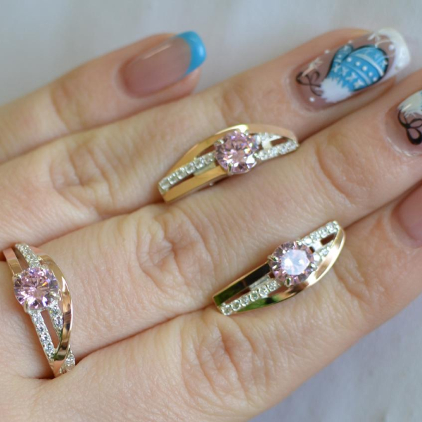 Серебряный набор с золотыми вставками