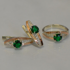 Серебряный набор с золотыми вставками