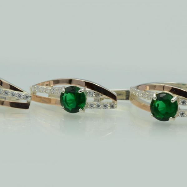 Серебряный набор с золотыми вставками