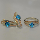 Серебряный набор с золотыми вставками