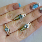 Серебряный набор с золотыми вставками