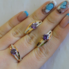 Серебряный набор с золотыми вставками