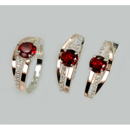 Серебряный набор с золотыми вставками