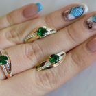 Серебряный набор с золотыми вставками