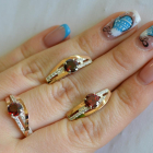 Серебряный набор с золотыми вставками